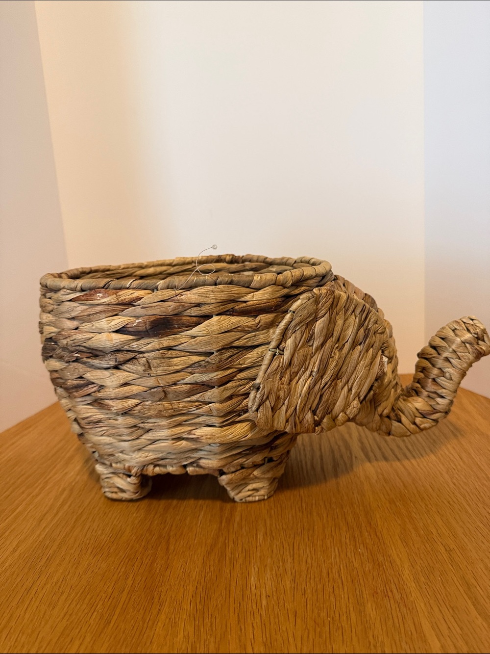 Woven Elephant Basket Planter - Natural Brown